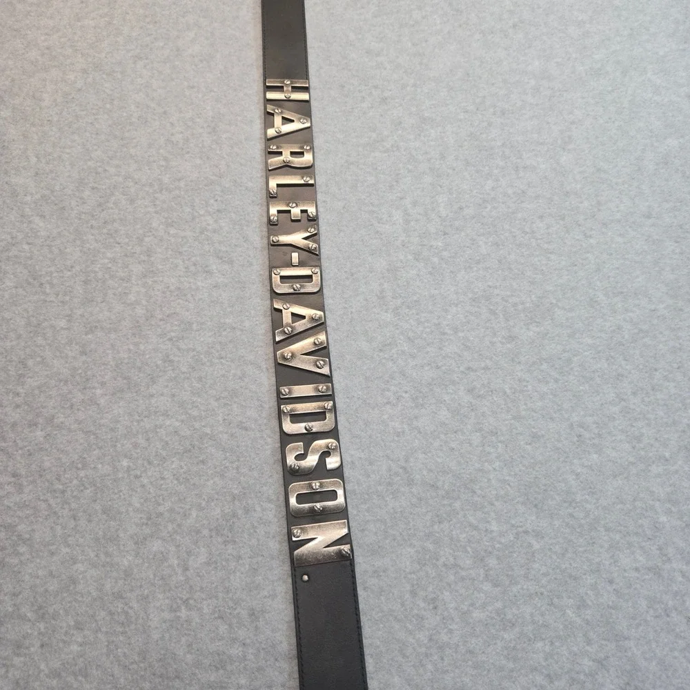 Harley-Davidson Mens Black Leather Studded Metal Logo Belt 99465-10VM Size 40